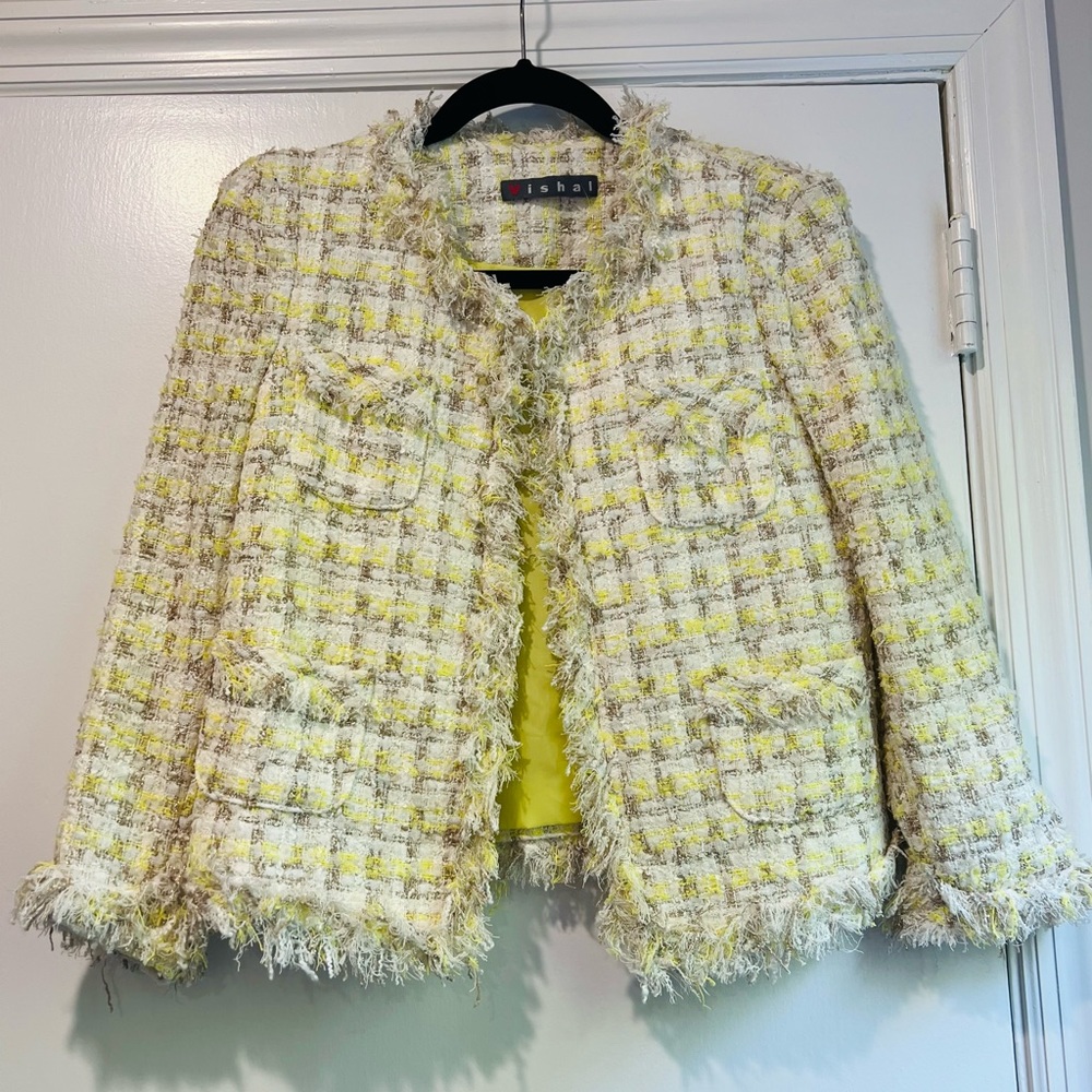 VISHAL***Gorgeous Yellow Tweed Chanel Style Jacket Blazer**US 4**$689